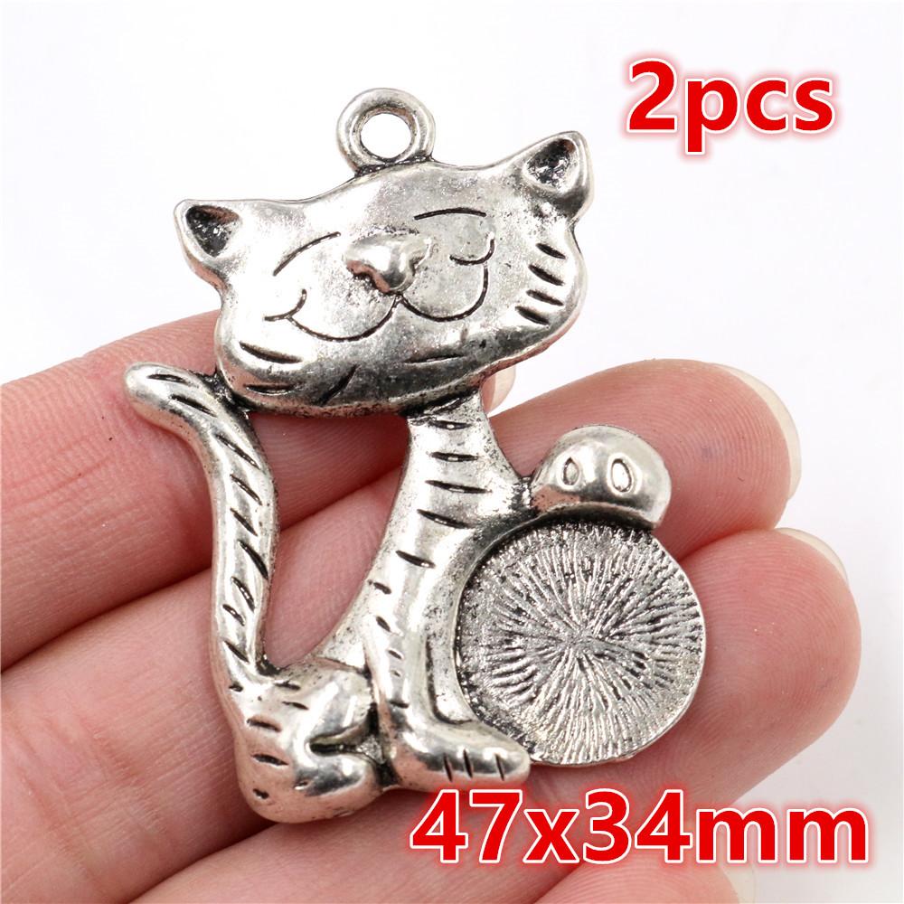 2-5pcs Cat Starfish Wing Elephant Bow Big Charms Pedant Alloy Metal DIY Jewelry Making Accessories For Keychains Necklace