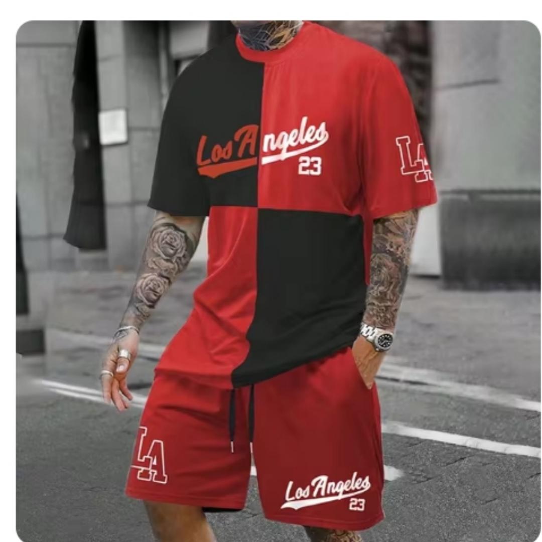 

Men s T-shirt set summer fashion creative 3D printing pattern Fun patterns print shorts short sleeved combination casual two-pie 6XL