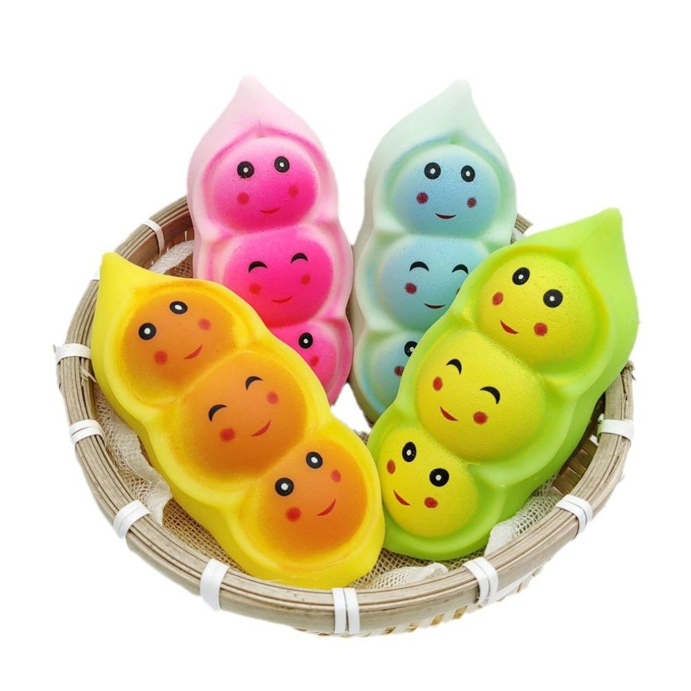 Neue Erbsenschote Squishy Kreative Smiley Erbse Puppe Handknetspielzeug zur Stressbewältigung und täglichen Unterhaltung