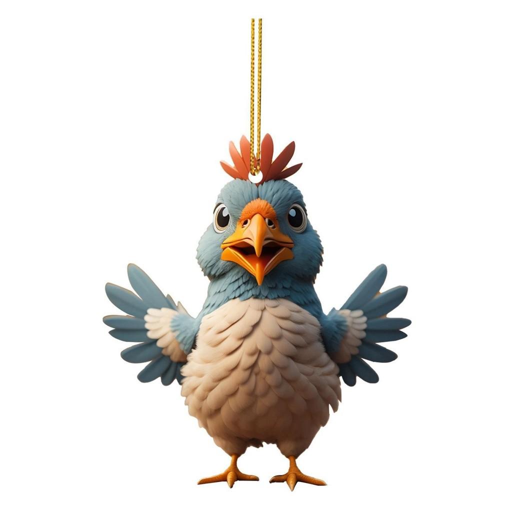 Acrylic Christmas Festive Chicken Car Charm Perfect For Enhancing Holiday Atmosphere Home
