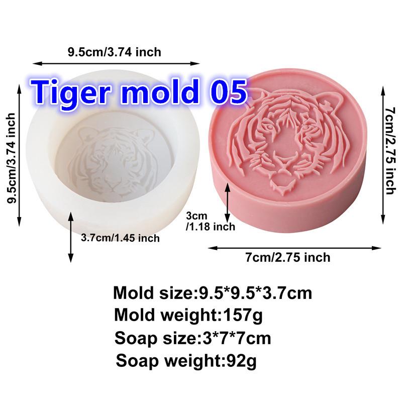 3D Relieff Tiger Ulvehode Modellering Såpeform Dyr Silikonform DIY Duftsåpe Håndlagde Gips Håndverk Hjemmedekorasjon