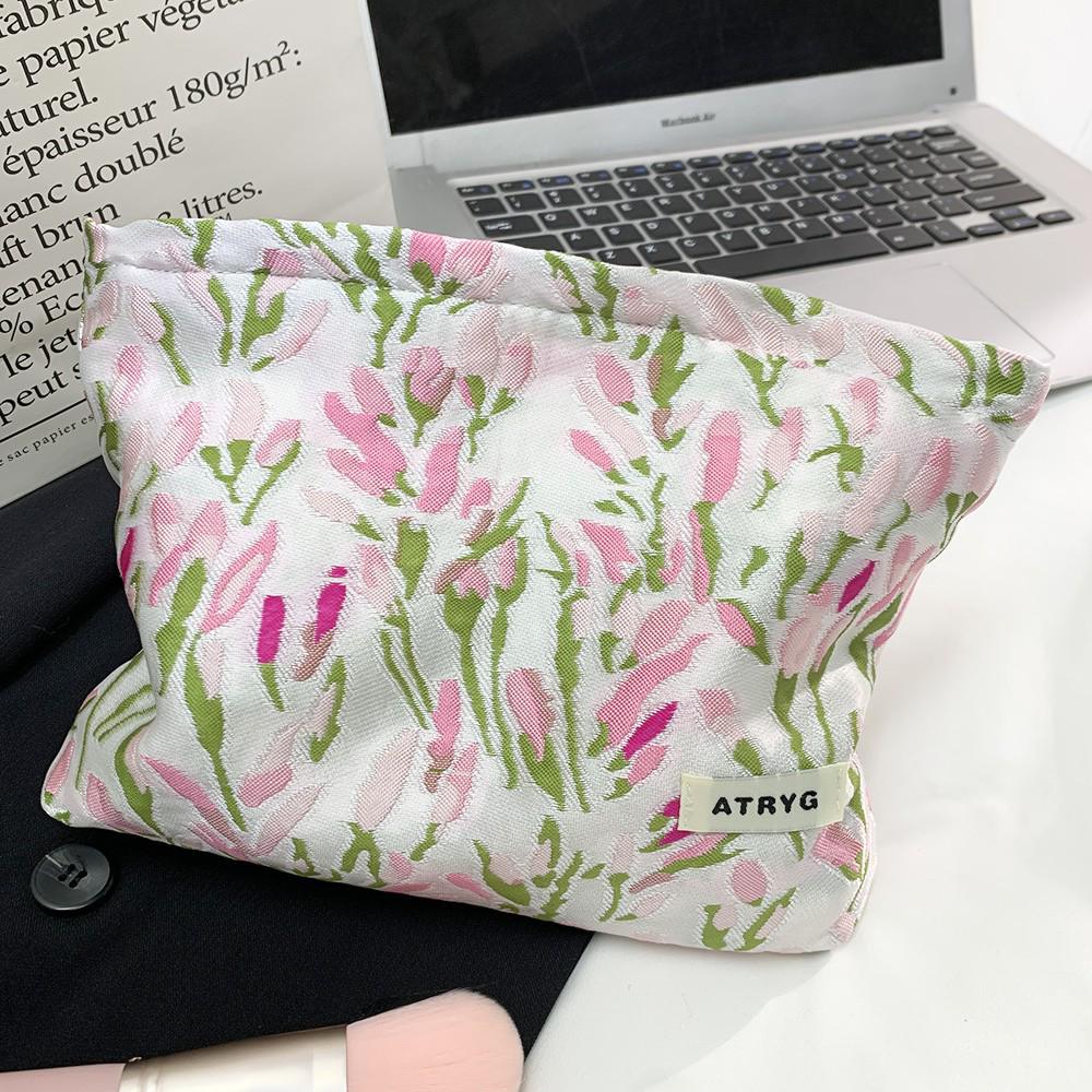 Sweet Tulip Canvas Cosmetic Bag - Portable, Large Capacity Wash Clutch