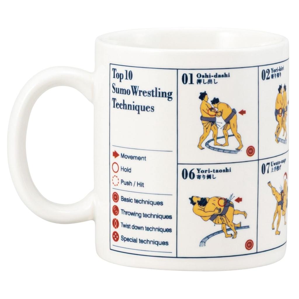 Fun Tableware Illustrated Sumo Techniques and Finishing Japanese Birthday Party 11 X 9 Made In "JAPAGRA" Mug, Moves, Tableware, Gift, Year-End Favors,