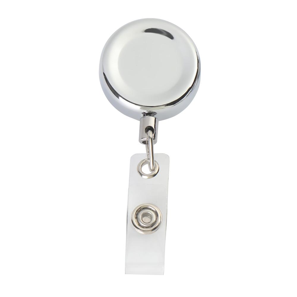 1pc Clip Stationery Anti-Lost Clip Metal Badge Holder Retractable Lanyards Key Ring