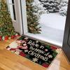 Christmas Carpet Mat Rug Snowman Santa Claus Design Merry Christmas HO HO HO Text Non-slip Floor Mat for Home Decoration