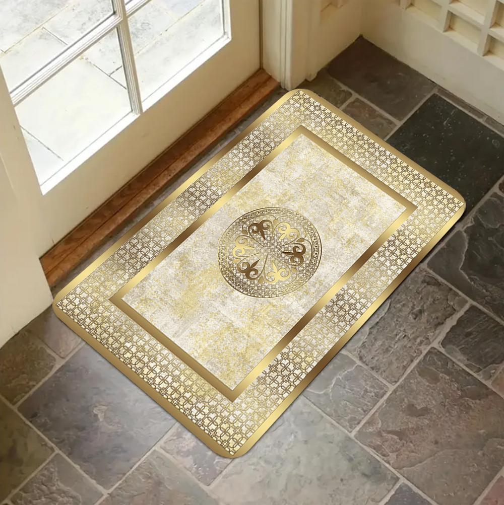Black Gold Marble Patterned Door Mat WELCOME Rug Living Room Bedroom Entry Doormat Nonslip Floor Mat Sofa Foot Mat Kitchen Mat