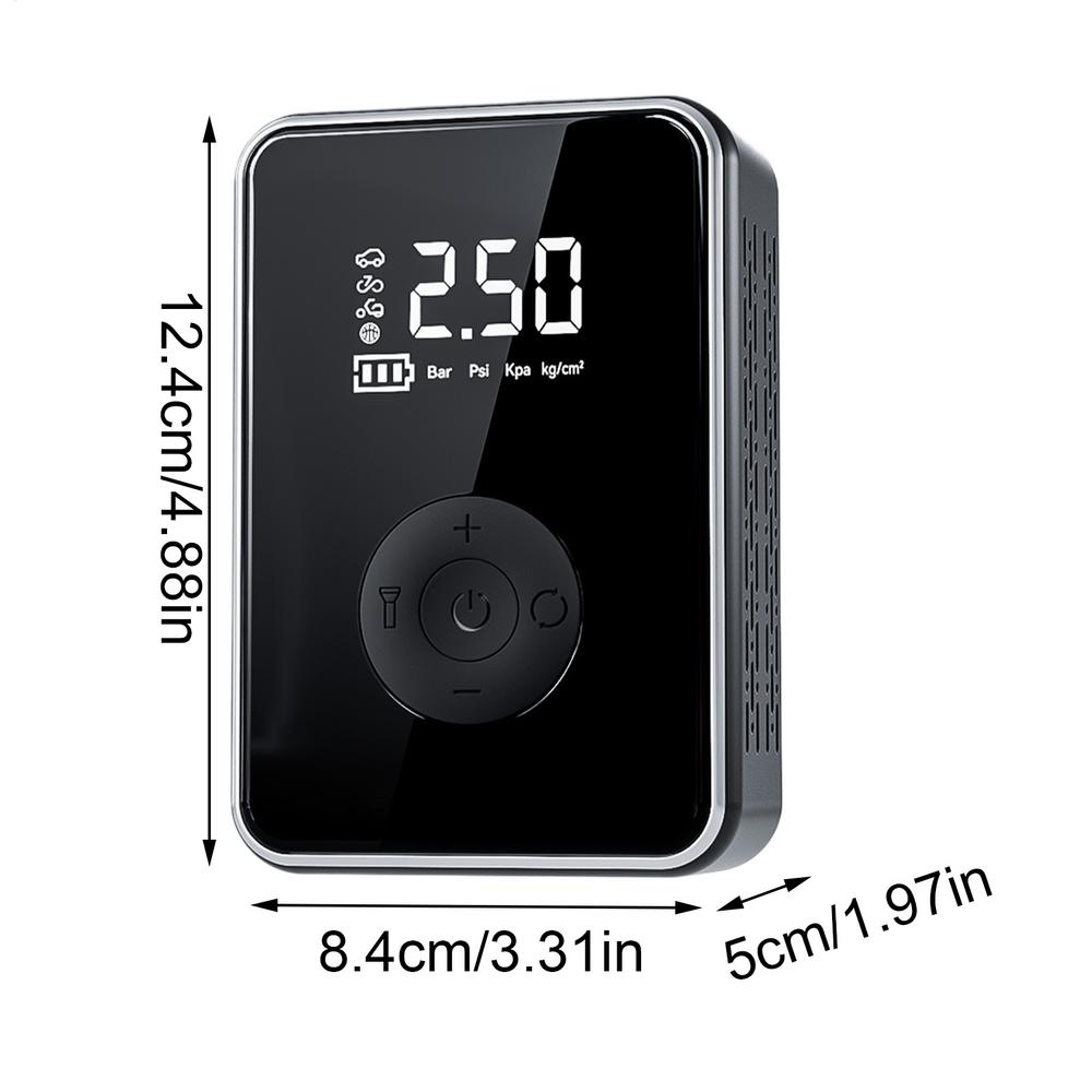 

Беспроводной автомобильный воздушный насос, велосипедный насос с подсветкой, перезаряжаемый электрический воздушный насос с автоматическим отключением для автомобилей, мотоциклов чёрный