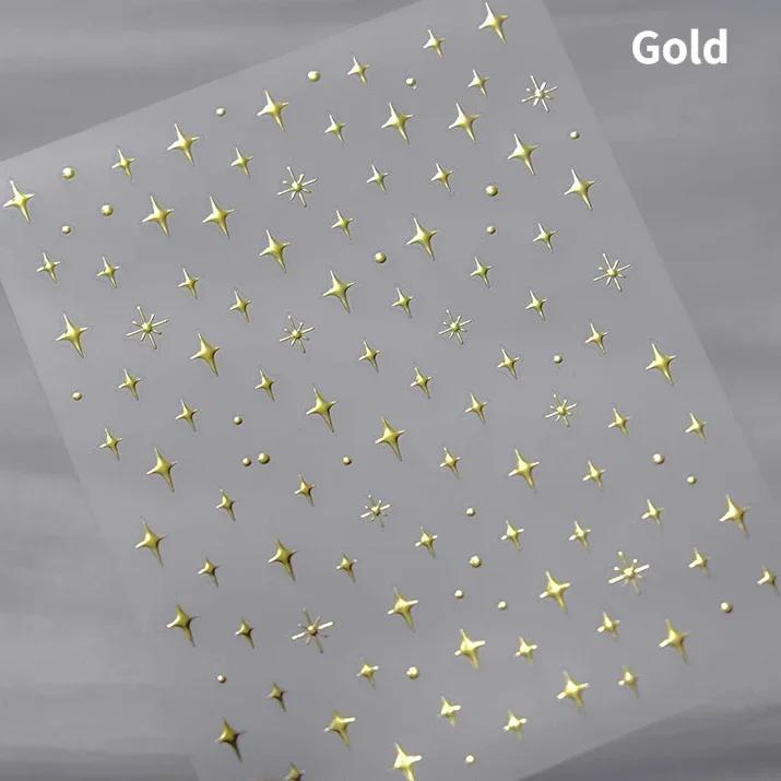 Charming Hollow Stars Love Geometric Five-pointed Star Self Adhesive 5D Nail Art Decorations Stickers Shiny Manicure Decal