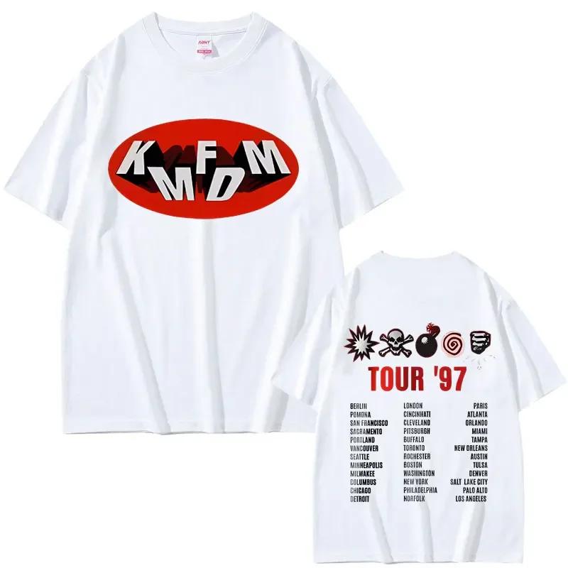 Rock Band Kmfdm Tour 97 Graphic Print Tshirt Summer Unisex Unisex Vintage Gothic Punk Streetwear Male Casual Pure Cotton T Shirts