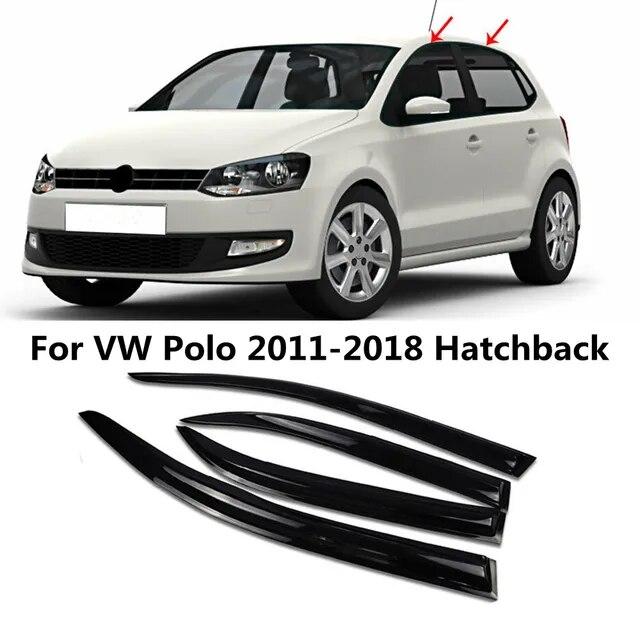For VW Polo 2011 2012 2013 2014 2015 2016 2017 2018 Window Visor Sun Rain Deflector Guard Awnings Shelters Adhesive Cover Trim