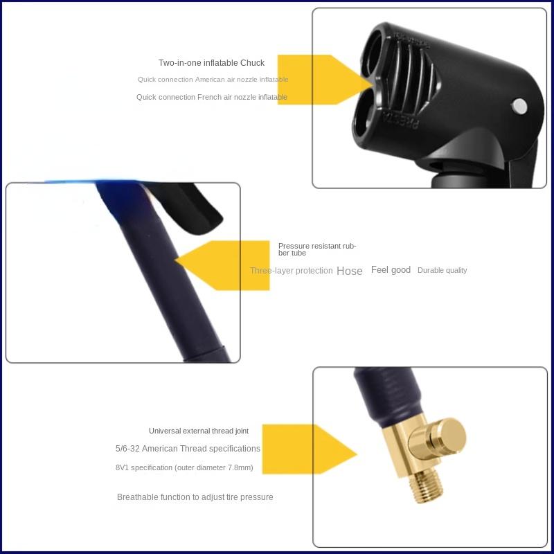 Car Mounted Inflation Pump Extension Pipe Nozzle Adapter with Air Release Hose for Quick Connection To Tire Nozzle