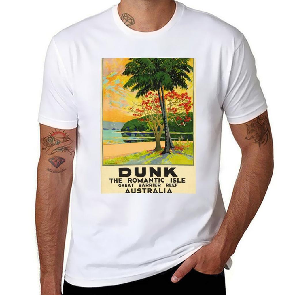 Dunk Island Vintage Poster Tshirt All Match Print Short Sleeve Top Tshirt