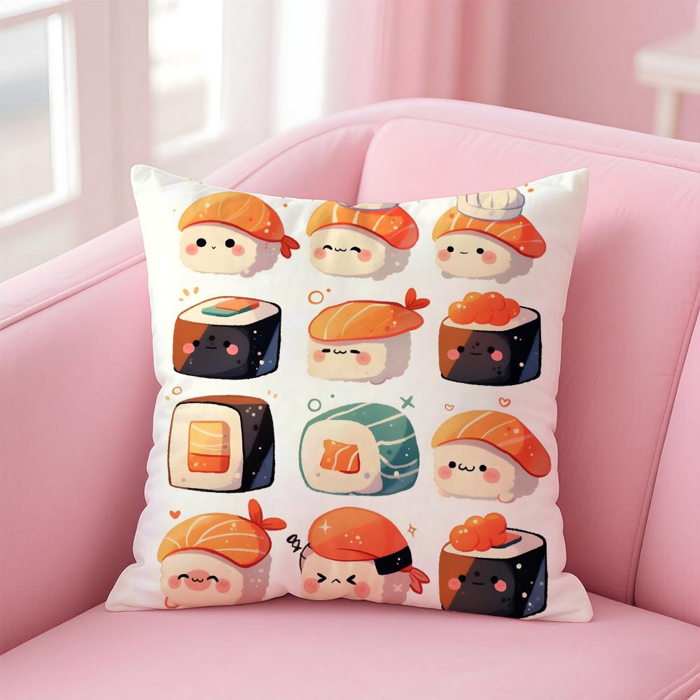 Mini Japanese Food Art Cute Sushi Cushion Cover Pillow Case Soft Skin Friendly Fabric  Concealed Zipper