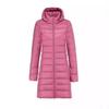 Autumn Winter Women Lightweight Down Jacket Medium Long White Duck Down Coat Removable Hood