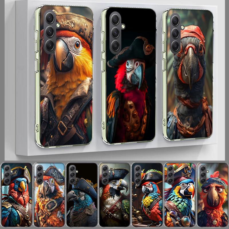 Macaw Pirate Phone Case for Samsung A17 A37 A57 A07 A16 A26 A36 A56 A06 A02S A12 A22 A32 A52S A04S A14 A24 A34 A54 A03 A13 A33 A
