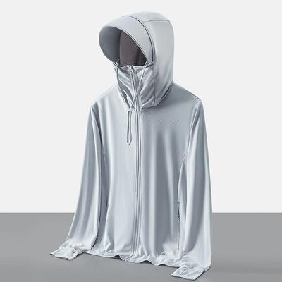 Men's and Women's UV-Resistant Sports Windbreaker with Hat - Ultra-thin Ice Silk, Elastic, and Large Size