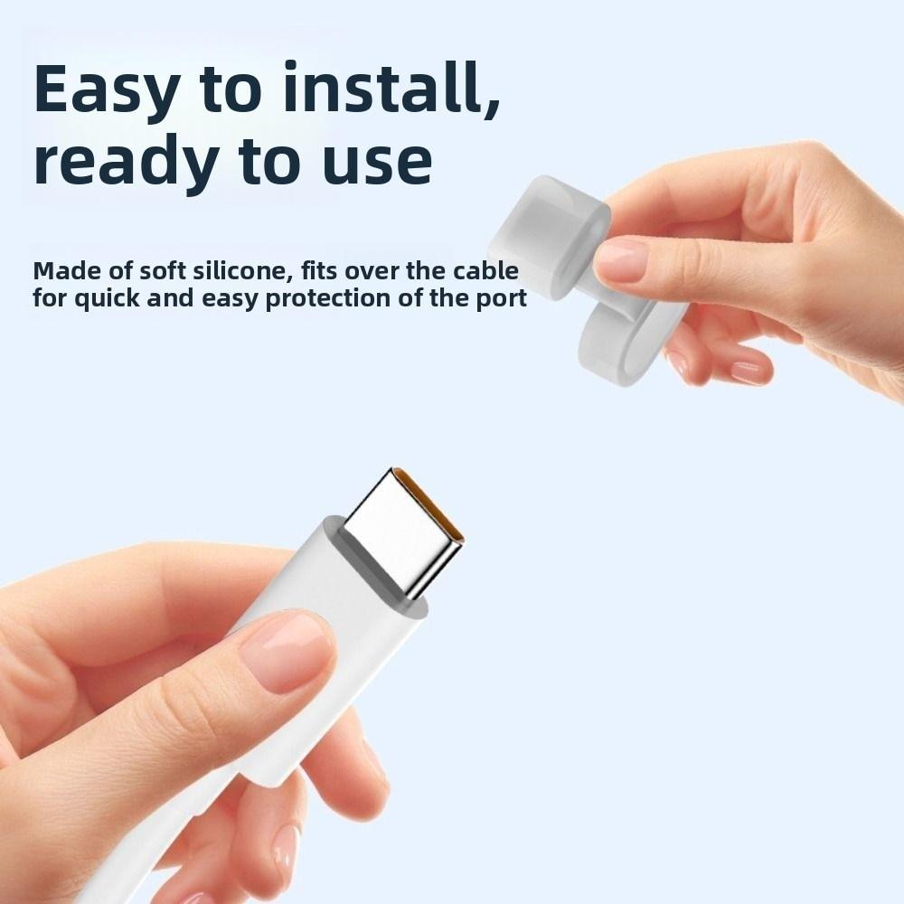 10Pcs Anti-Lost Data Line Protector Cap Silicone Charging Port Dust Plug