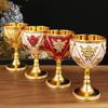 European Vintage Wine Glasses, Carved Mini Spirit Vodka Cup, Red Alloy Portable Spirits Goblet, sWedding Decoration, 30ml,1pcs