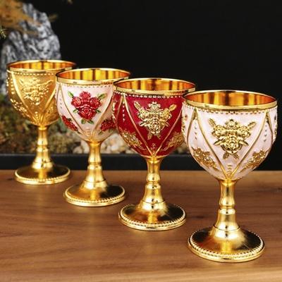 Verres à Vin Vintage Européens, Mini Coupe à Vodka en Alliage Rouge Sculpté, Calice Portable pour Spiritueux, Décoration de Mariage, 30ml, 1 pièce
