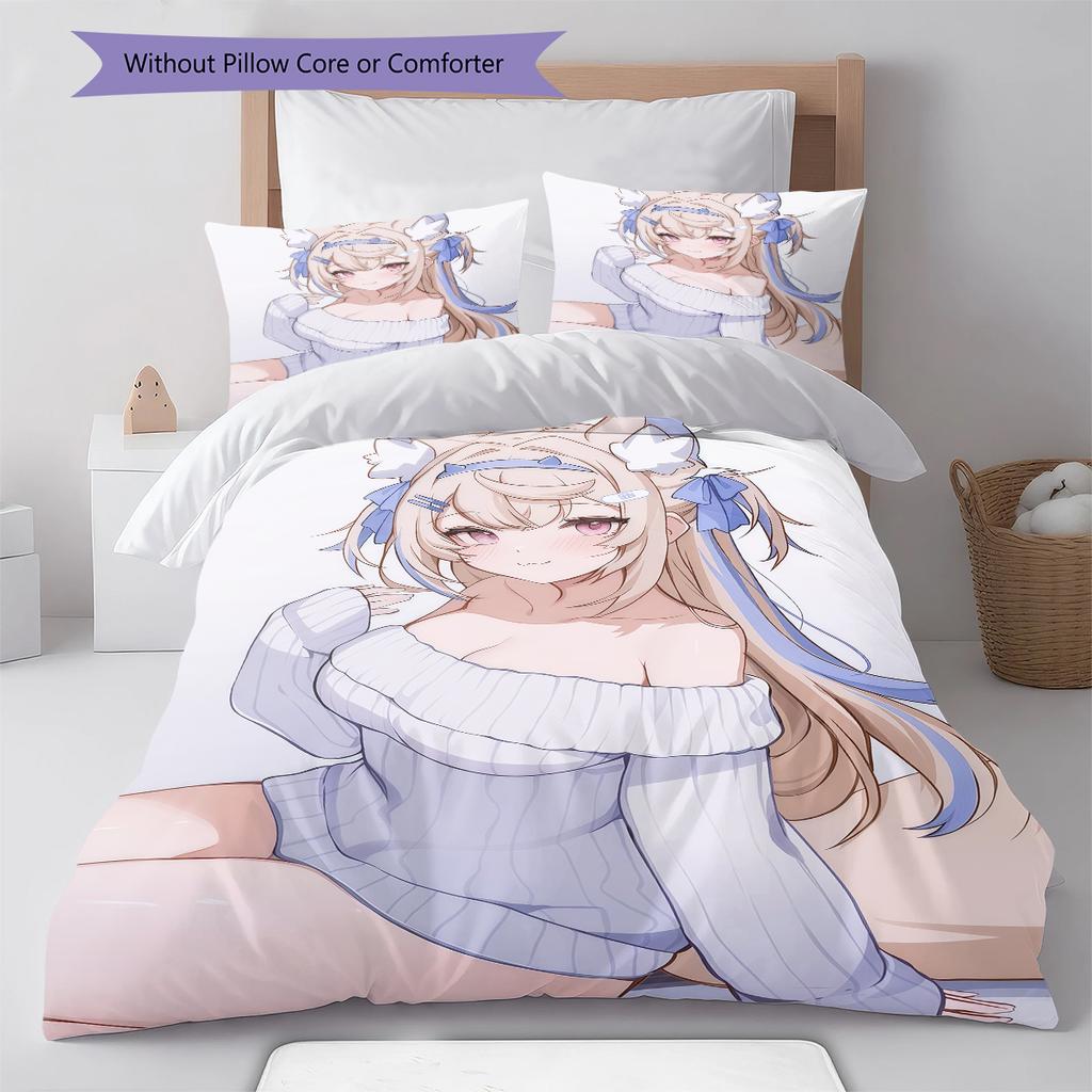 Sada povlečení s anime vzorem, přikrývka a povlak na polštář, bytová dekorace, dárek k narozeninám (1 * povlak na peřinu + 2 * povlak na polštář, bez jádra)