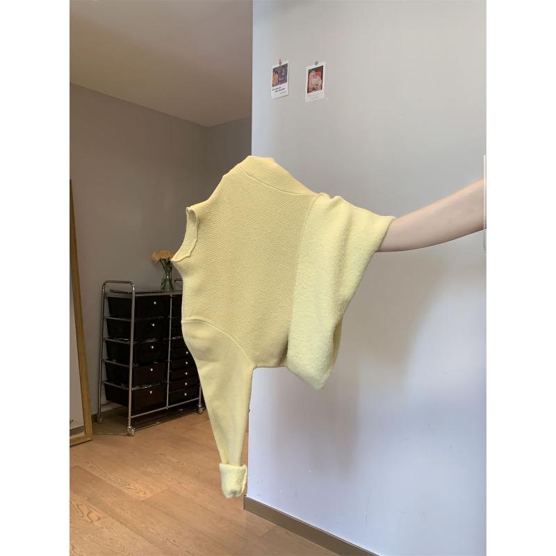 Semi-turtleneck Knitted Sweater Women's Spring Fleece Thickened Inner Backing Top Basic Casual Versatile Sweater