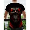 Large Men's Skull Pattern 3D Printed Men's Round Neck Short Sleeved T-shirt Summer Fashion T-shirt Casual and Comfortable Versatile Top