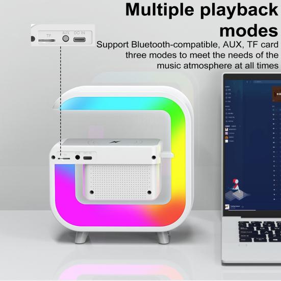 Clock RGB Night Light 15W Fast Charging Wireless Charger Home Office Desktop Digital Clock Table