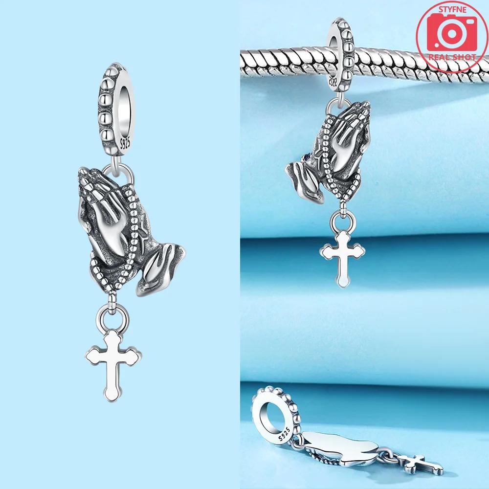 925 Silver Bracelet Diy Anniversary Gift Jewelry Charms Beads Colorful Air Balloon Cross Angel Red Rose Beads