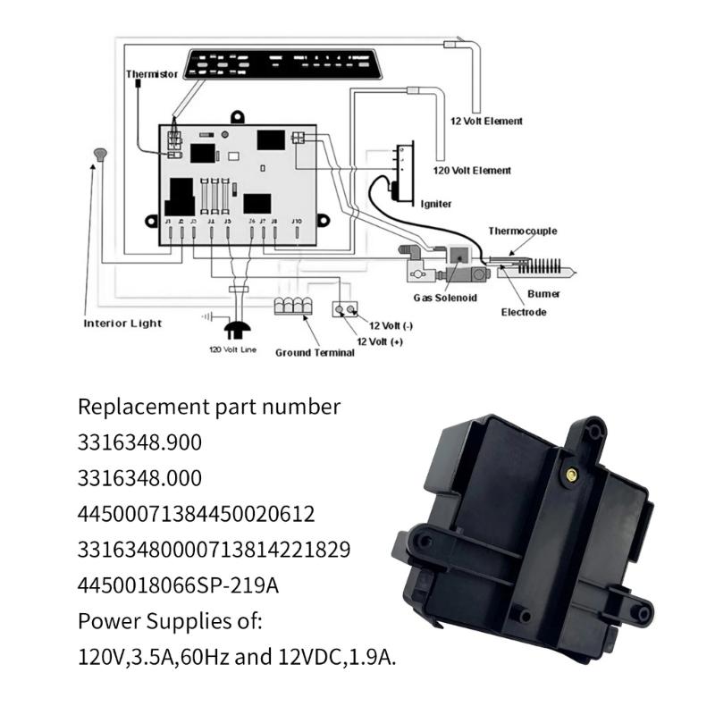 RVs Refrigerator/Fridge Power Modules Board 3316348.900,for DM2652 RM2652 NDR1062 RM2551 3316348.900
