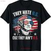 They Hate Us Cuz Aint USA American Flag 4th of July T Shirt Vintage Washed Streetwear Homme Stretched Soft Versatile