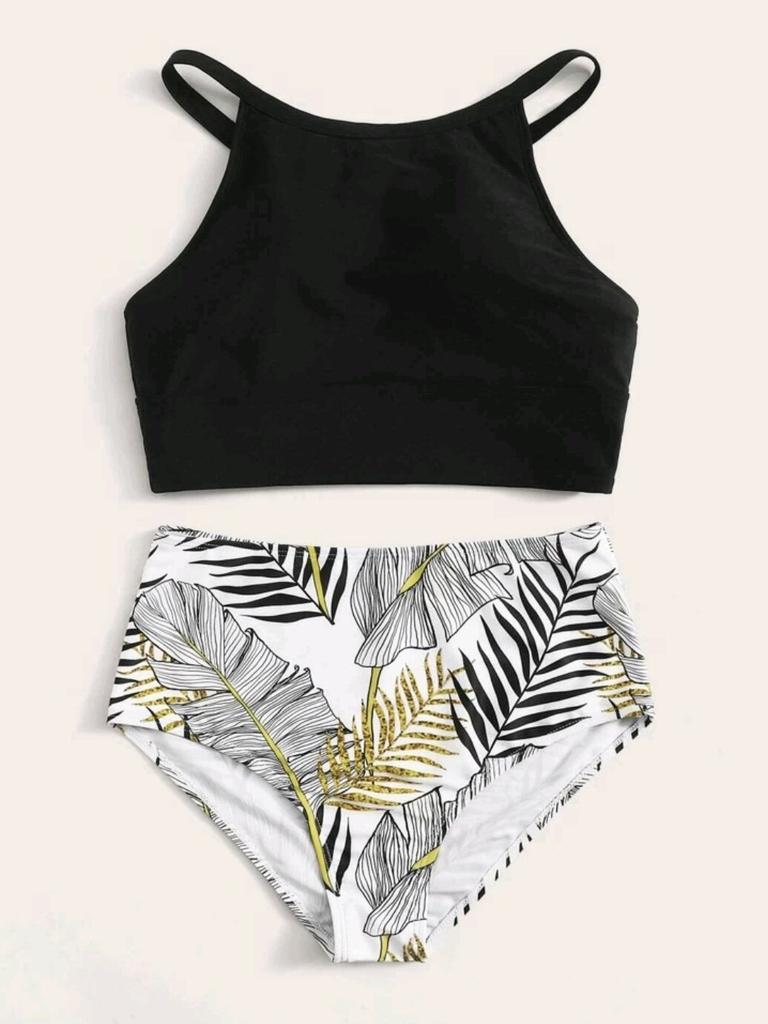 New Sexy Printed High-waisted Split Bikini Women's Swimsuit