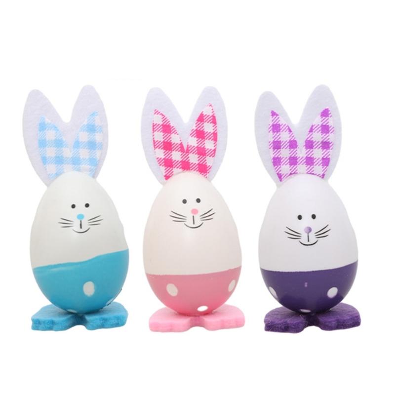 3 шт. Пасхальный кролик Счастливой Пасхи Украшения для вечеринки Красочные яйца Настольные украшения Свадебные украшения Поделки для детей