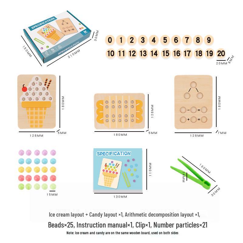 Montessori Color Matching Bead Clip Game: Kindergarten Ten-Frame Math Teaching Aid
