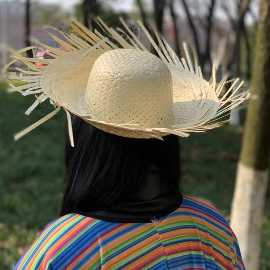 Straw Hat Summer Sun Protection Wide Brim Hand Woven Lightweight Breathable Design Beach Hat Headwear