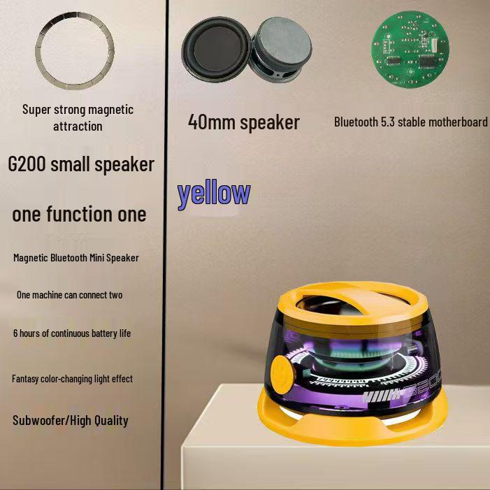 Portable Bluetooth Magnetic Speaker with Subwoofer, Long Battery Life, G200 Cross-border Small Speaker