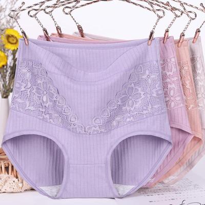 Plus Size XL To 6XL Underwear Women's Cotton Lace Panties Lingeries Briefs High Waist Underpants