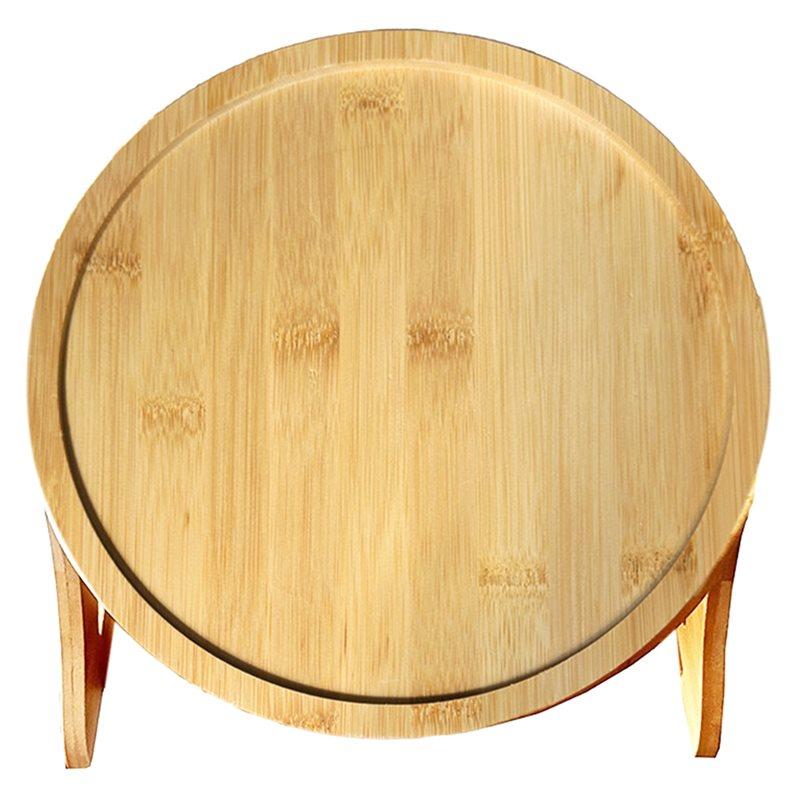A25F-Sofa Armrest Tray, Wooden & Bamboo Folding Sofa Tray Table Use For Eating/Remote/Drinks/Phone (Round, Square)