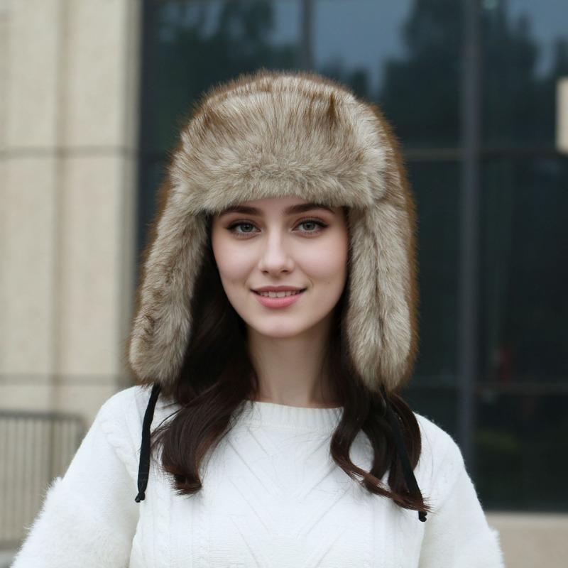 Full fluffy hat, winter cold-proof and warm hat, cotton thickened ear protection hat, outdoor leisure men and women