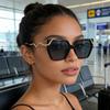 Fashion Square Frame Sunglasses With Metal Snake Temples For Men And Women UV400 Protections Large Lens Sun Glasses