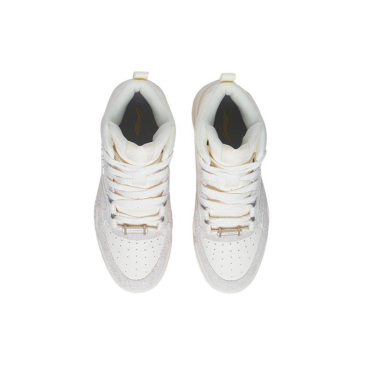 New LiNing Yuebai High Top Sports Casual Shoes Women's Ecru AGCS250-3