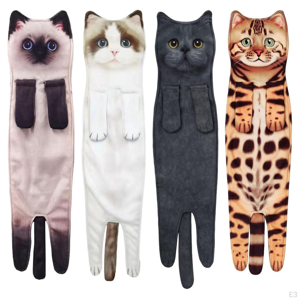 Cat Funny Hand Towel Absorbent Cartoon Cute Washcloths Drying 13x55cm for Gifts