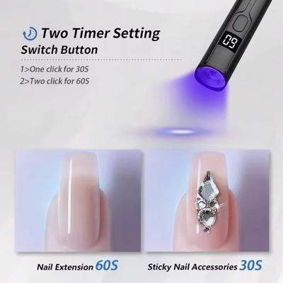 Rechargeable LED UV Nail Lamp Digital Display With Timing Function Mini Handheld Nail Dryer Quick Drying LED Nail Dryer Pen