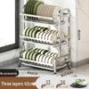 Stainless Steel Kitchen Dish Drying Rack with Bowl and Plate Storage