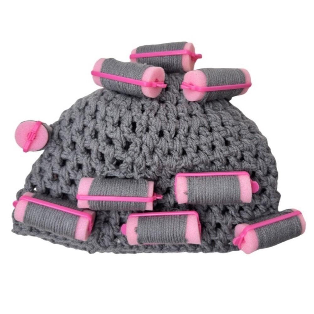 Thick Hair Curler Knitted Hat Warm Curly Hair Yarn Beanie Creative Pullover Cap  Outdoor