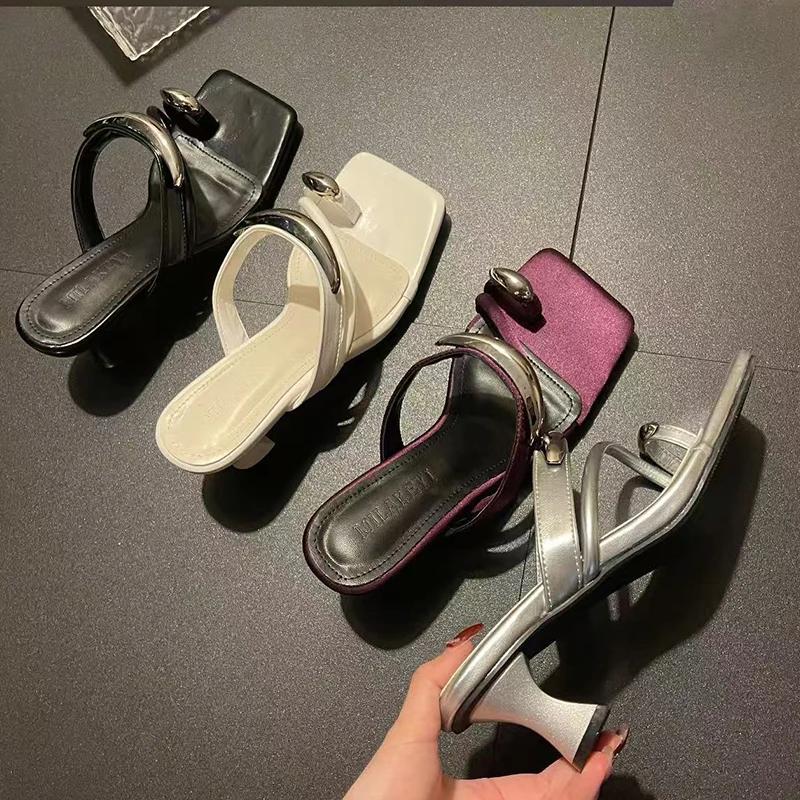Designer Women High Heeled Sandals Elegant Woman's Slippers Summer 2025 Trend Fashion Pumps Slides Luxury Sandalias De Mujer