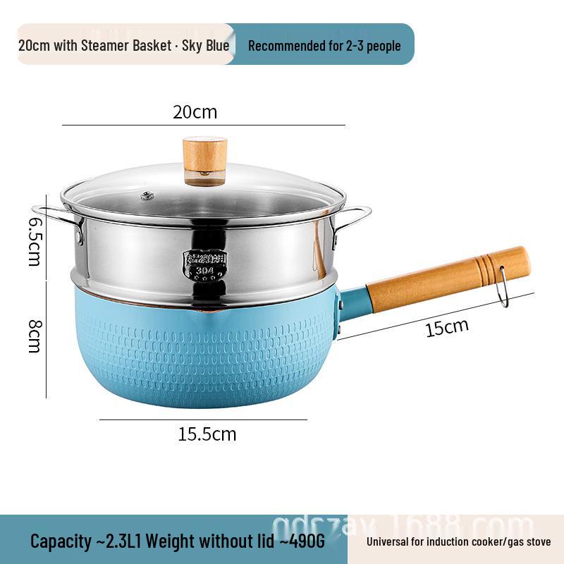 Maifan Stone Non-Stick Induction Cooker Pot for Instant Noodles, Baby Food, and Milk; Yukihira Pan, Food-Grade.