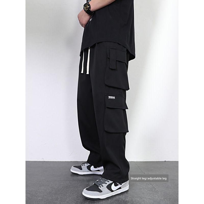Straight-leg Silm Cargo Pants Men Autumn Thickening Trendy Boys Loose Drooping Casual Autumn Men's Pants Students