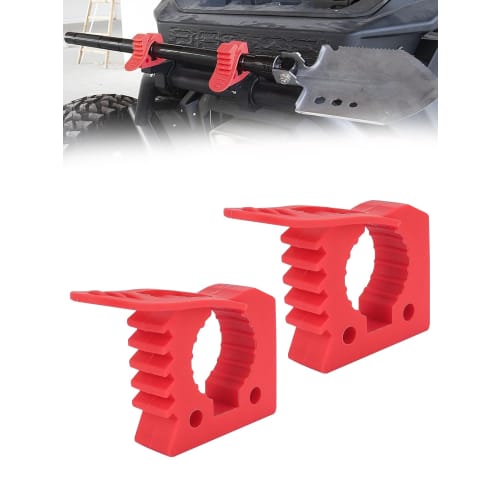 Chelhead Shovel Holder, Red, Jack Handle Mounting Rubber Cuff, Quick Release, Tool Compatible, 29-35mm, Roof Carrier Mounting, Lightweight Design, Dur