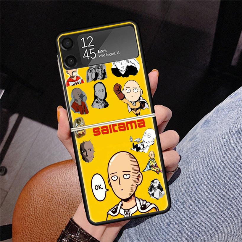 One P-Punch-Man Saitama King Phone Case For Samsung Z Flip 7 6 5 4 3 Galaxy ZFlip7 ZFlip6 ZFlip5 ZFlip4 ZFlip3 5G Print Cover