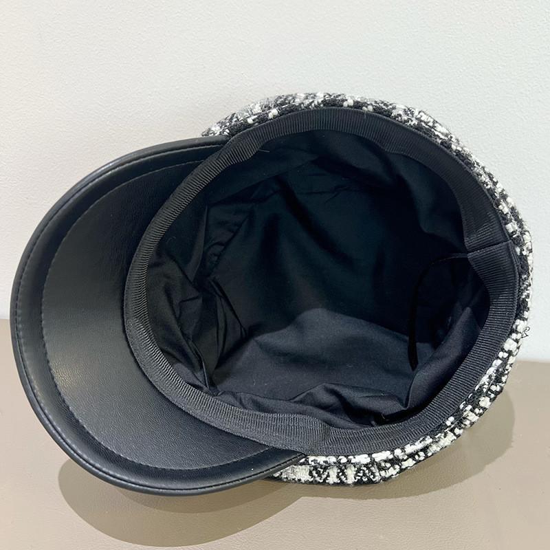 Vintage Plaid Beret Hat With Wide Brim For Women Winter Fashion Accessory